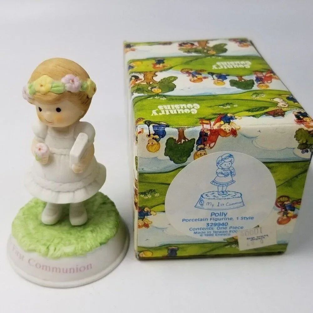 Vintage Enesco Polly First Communion Country Cousins Porcelain Figurine 329940